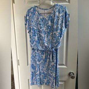 Lilly Pulitzer Mermaid Blue White Dress Small